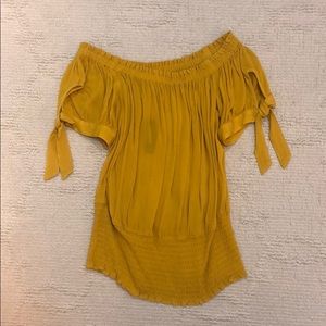 Yellow off the shoulder shirt